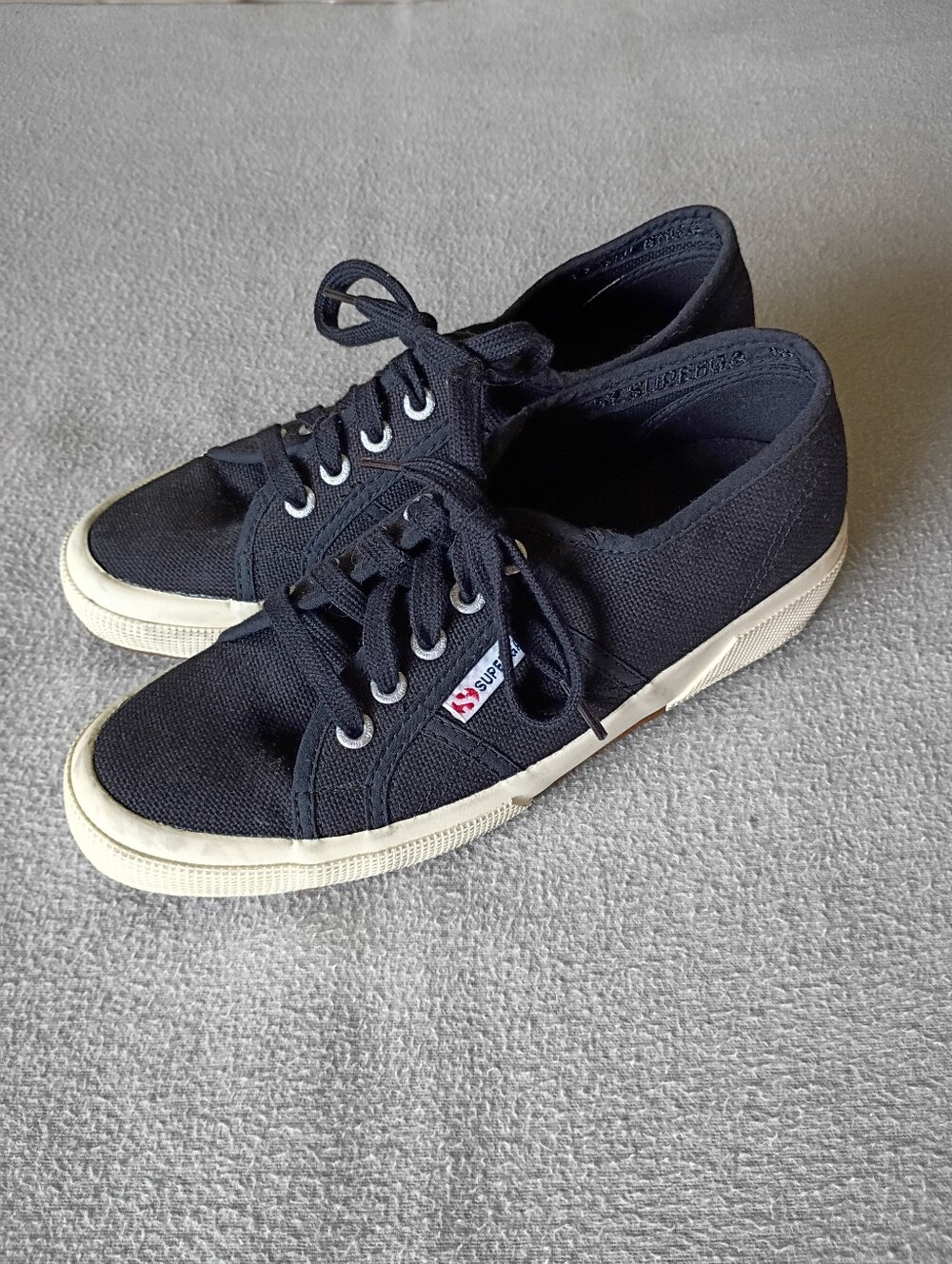 Superga Low Top Black Canvas Italian Sneakers Size 38 EU